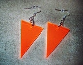 Geometric Neon Orange Triangle Earrings, Fluorescent Lasercut Acrylic, Handmade Spring Fashion