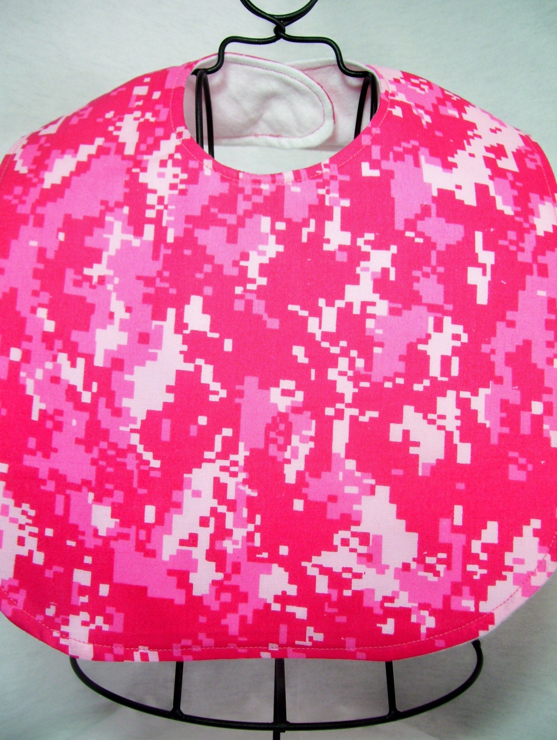 Pink Cammo Oversized Baby / Toddler Bib Handmade Camouflage - TheBestGrandmaEver