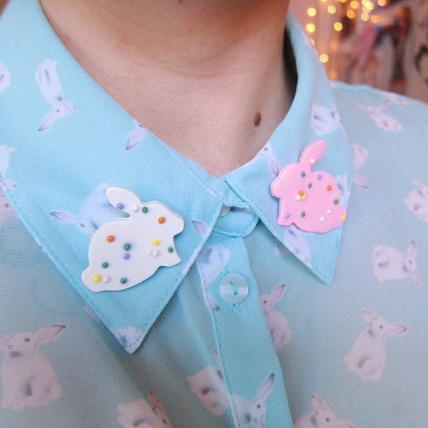 Bunny Cookie Polymer Clay Pin Set