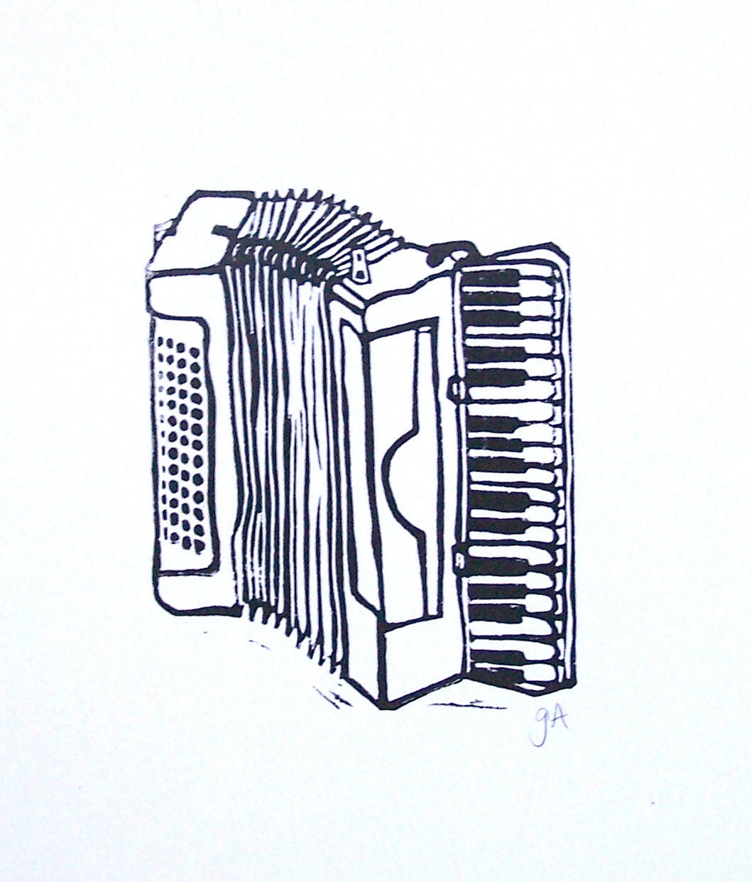 PRINT - Black accordion linocut 8x10