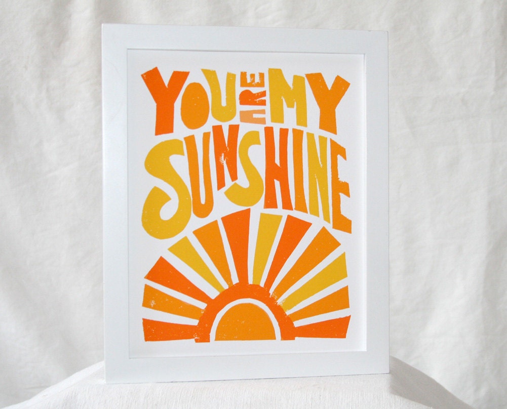 You are my Sunshine Baby Nursery Wall Art, Typography,  Sunshine Sign, Home Decor, childrens room art, wall art