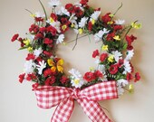 25% Off Summer Wreaths-Daisy Wreath, Door Wreath, Spring Wreath, July 4th Wreath, Memorial Day Wreath