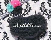 Baby Girl Set- Chiffon Ruffle Bum Baby Bloomer and Flower Headband Set- Photo Prop - My2lilPixies