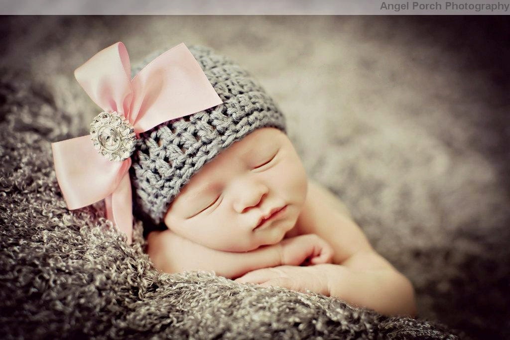 20% OFF SALE - Organic Cotton & Soy Beanie Hat - Light Gray Hat with Light Pink Satin Bow and Rhinestone Button - Fancy Newborn Photo Prop
