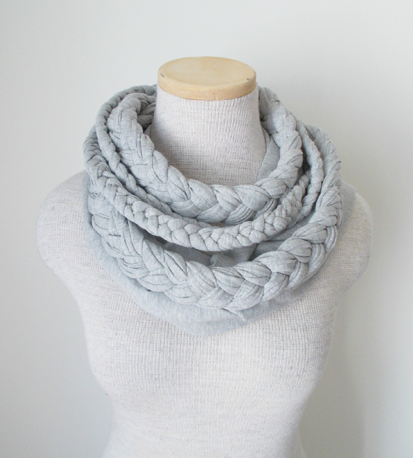 Braided Jersey Scarf - Grey