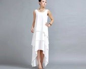 White maxi chiffon prom dress (261)