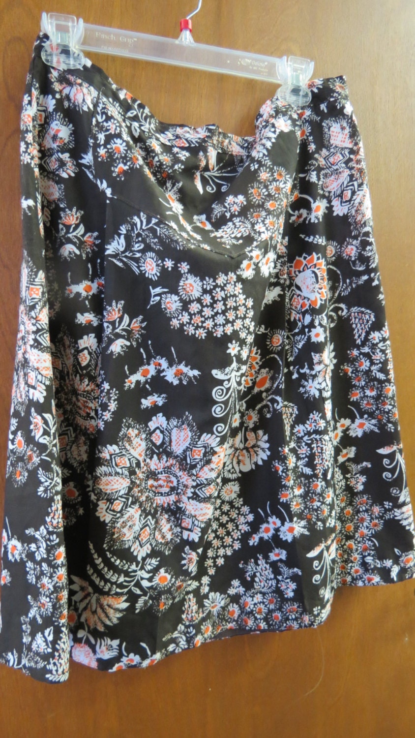 1980s Brown Floral Skirt
