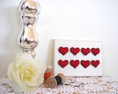 Art decor, Wall hanging, hearts Fiber art, 8 x 10 canvas