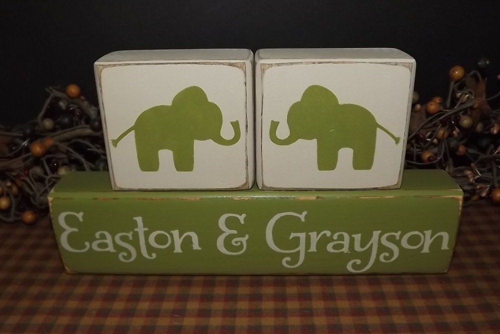 Twins Custom Personalized primitive wood blocks