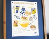 Kitchen Art Print - Blueberry Muffins Recipe (8x10)