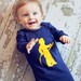 Little Fireman Infant Long Sleeved Nostalgic Graphic Tee Day Gown / Infant Sack - Navy with Yellow