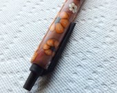 Pen - Polymer Clay - Handmade - OOAK - Brown, Gold and Orange.