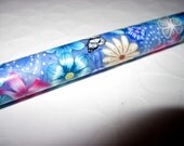 PEN - Polymer Clay - Handmade - OOAK - Blue, Turquoise, Cream, and Pink Flower Garden.