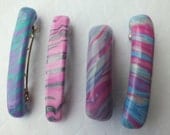 SALE - Set of 4 Polymer Clay Barrettes - OOAK