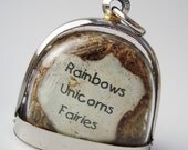 All Things Magical Faux Stone Heart Terrarium Locket Necklace Mini Curio Display Unicorns Rainbows Fairies - PurpleToedGypsy