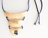 Nudo Triple necklace Brass and Leather knotted