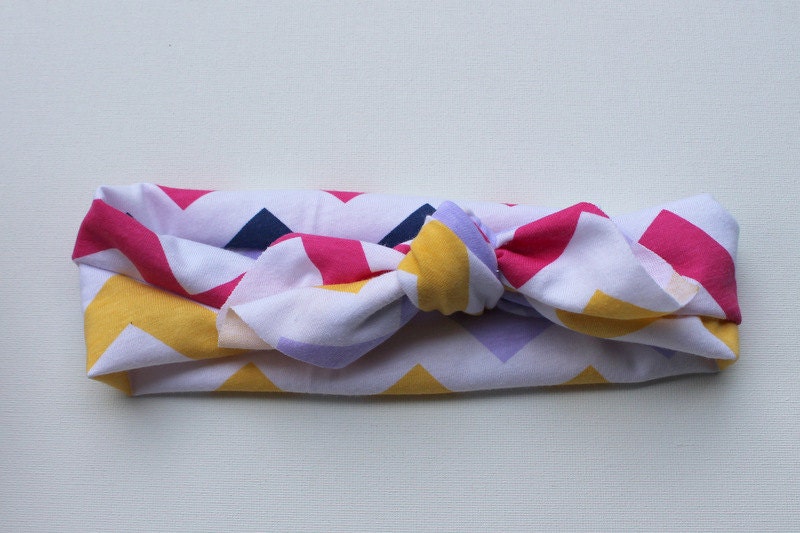 Multi Colored Chevron Retro Baby Headband