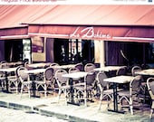 ON SALE Paris Cafe Photograph, Montmartre Photo, Red and Brown Paris Cafe Decor, Fine Art Travel Photograph - La Boheme (8x10)