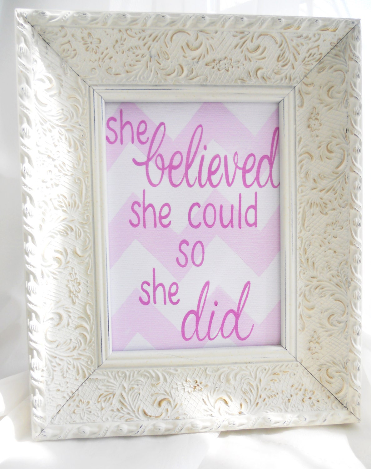 NEW she believed she could...chevron 5x7 print