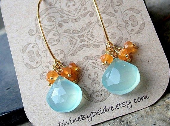 Lorelei Earrings...Vermeil Gold and Chalcedony