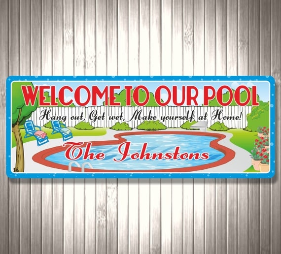Swimming Pool Sign Custom House Sign by FunSignFactory on Etsy
