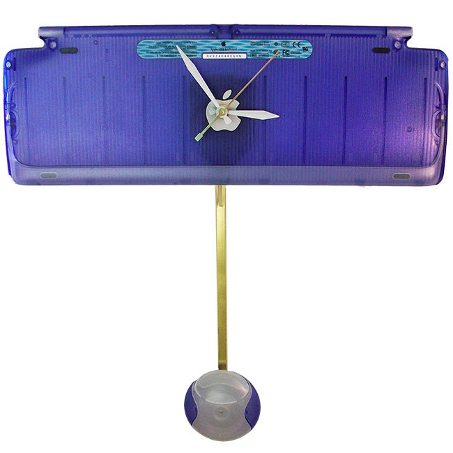 Apple Computer iMac Pendulum Clock from Recycled Keyboard. Grape Puck Mouse too.