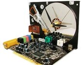 Hard Drive Clock with "Sound Blaster" Circuit Board as the Base...Cool Gadget Clock.