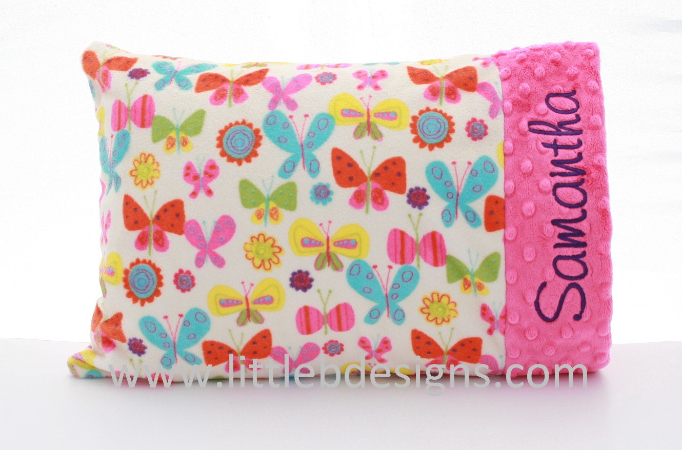 Personalized Minky Toddler Pillow Case and Pillow- Over 24 Minky Colors to Choose From