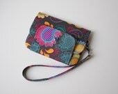 Smart Phone Wristlet, iPhone Wristlet in Playful Paisley in Charcoal - MADE TO ORDER