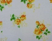 vintage sheet fabric fat quarter (antique yellow roses on white)
