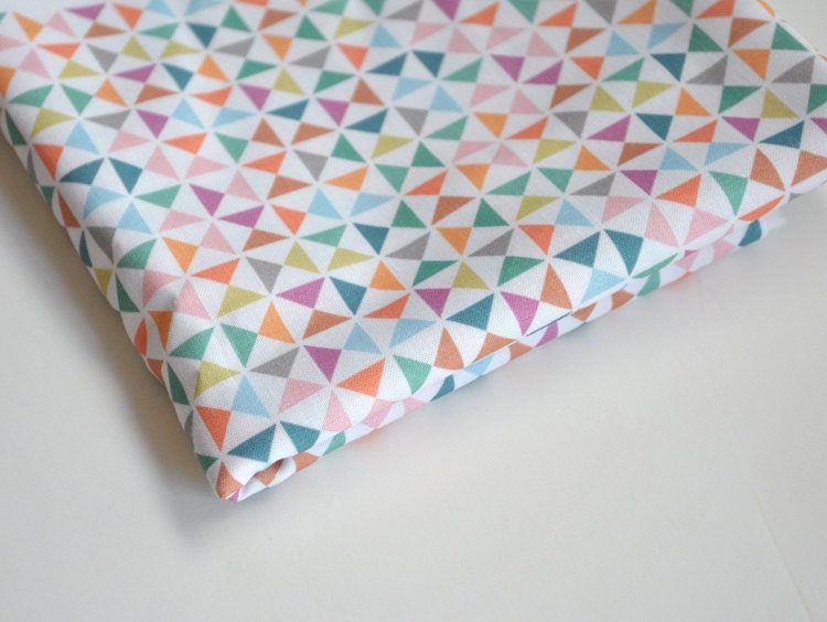 pinwheels  - pastel fabric - fat quarter - triangle fabric - geometric fabric