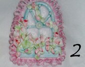 Cottage Rose Trellis on Embroidered Felt Brooch with Ribbon for Ornament by CreatingCottage