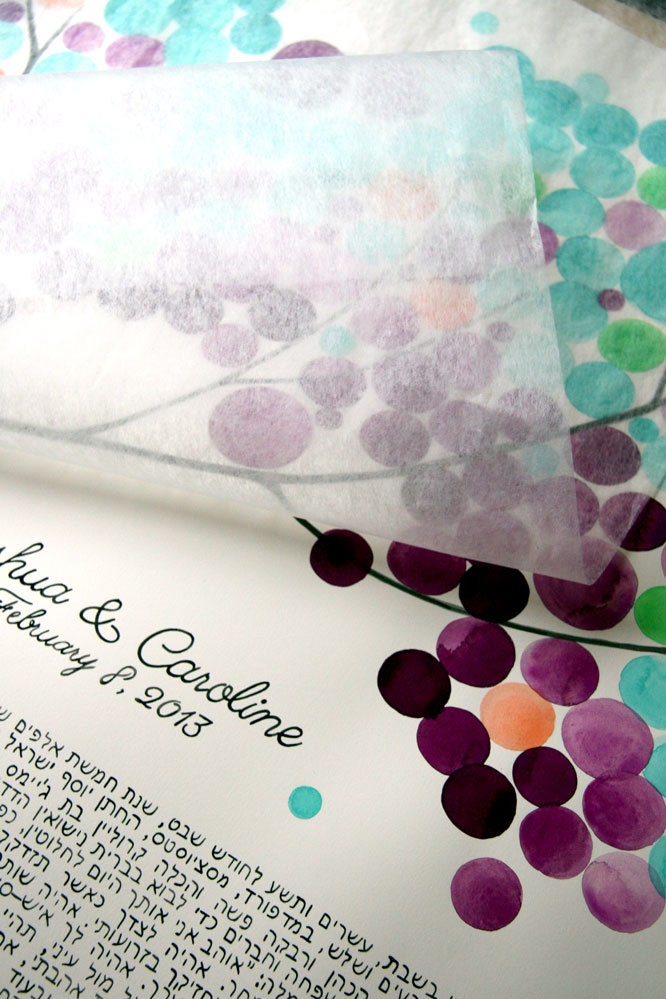 Unique Custom Ketubah & Guest Book all in one, Signature Guestbook plus Ketubah Calligraphy with personalized names and date