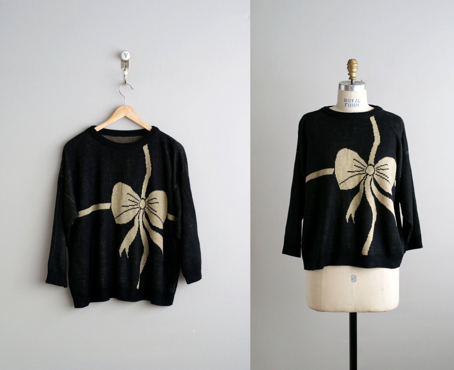 80s sweater / 1980s bow sweater / Wrapped Up sweater