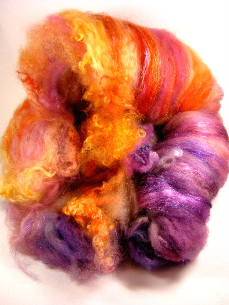 Drink Umbrella Wild Card Bling Batt for Spinning and Felting