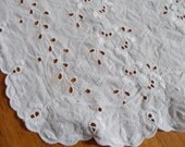Vintage white eyelet  table runner, dresser scarf, linens, bridal, cottage home, romantic living, home decor, 46 L