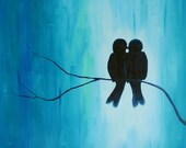 Lovebirds 5x7 Print from Original Oil Painting, Perfect for Small Wedding Gift Sweet Birds Home Decor Wall Art