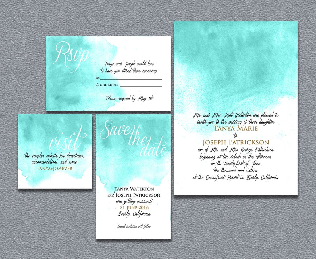 Printable Watercolor Wedding Invitation Suite
