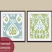 Ikat Patterns (series B) set of 2 - 11x14 Art Prints (Featured in Slate Blue and Basil) Customizable Colors