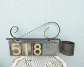 Vintage Address Street Number Sign Wrought Iron Gothic Black