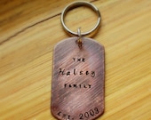 Family Keyring with Established Year Married for Grooms gift, wedding, Fathers Day, Cooper Dogtag