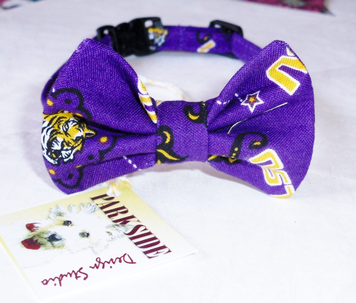 Louisanna State University Bowtie Collar for Cats or Small Dogs