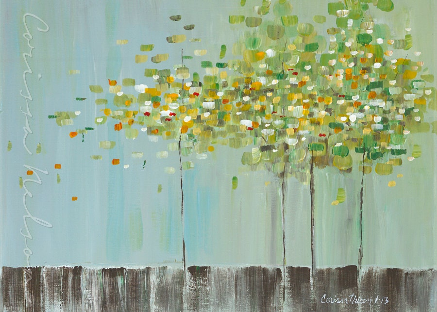 Abstract Spring Tree Landscape 5x7 Reproduction Painting Print
