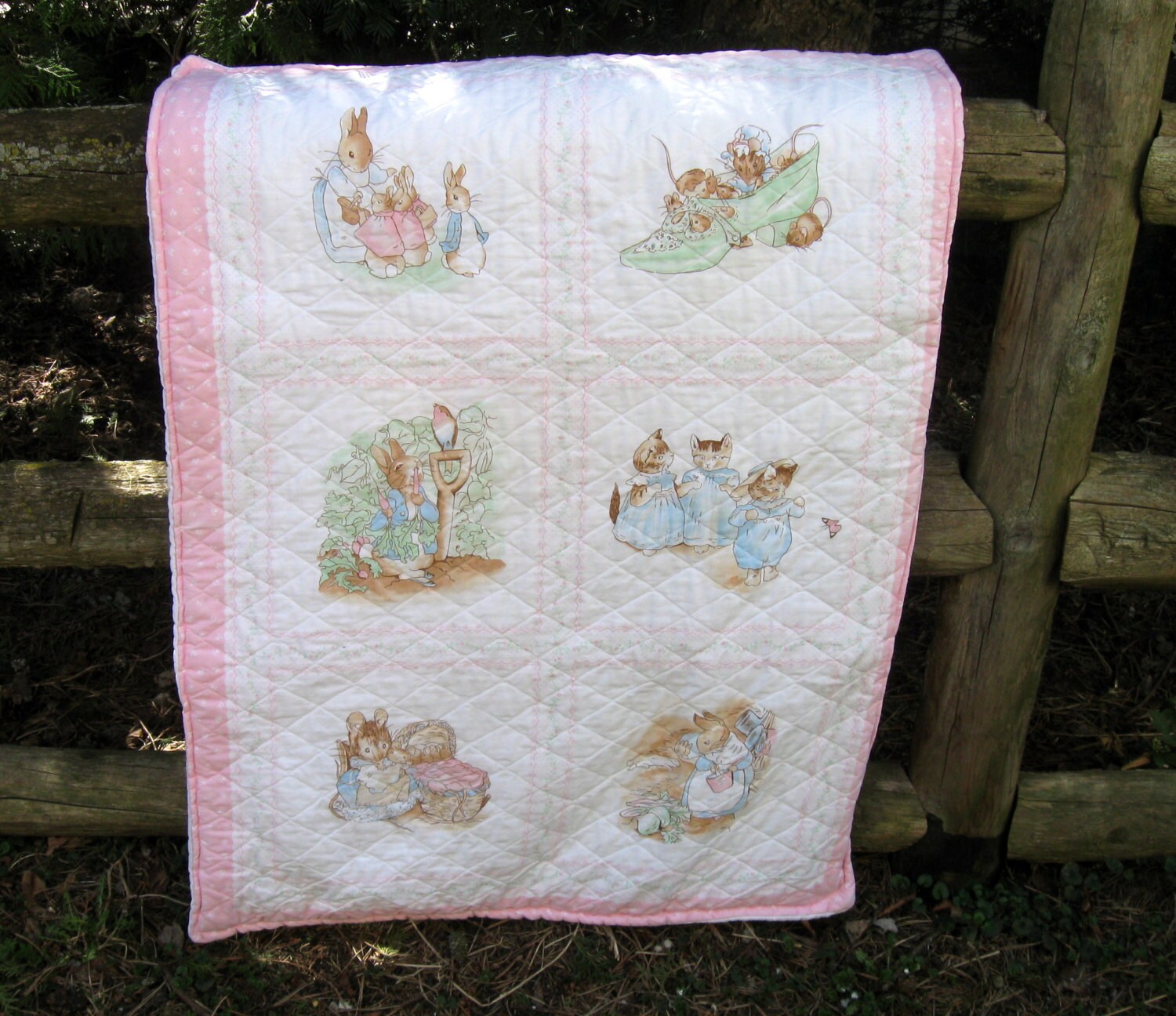 Beatrix Potter Vintage Baby Quilt Baby Girl By NormasTreasures