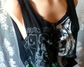 upcycled graffiti wolf tank top