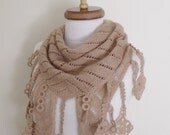 Milk Brown  Scarf Shawl -Lace Edge-Ready for shipping