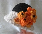 Hand Knitted Baby Hat - Brimmed  Baby Hat - Cotton Knitted Baby Hat-Knitted Children Clothing- HALLOWEEN THANKSGIVING and FALL Colors