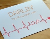 Personalized Heartbeat Love Card - You fill my heart with love (1 card)