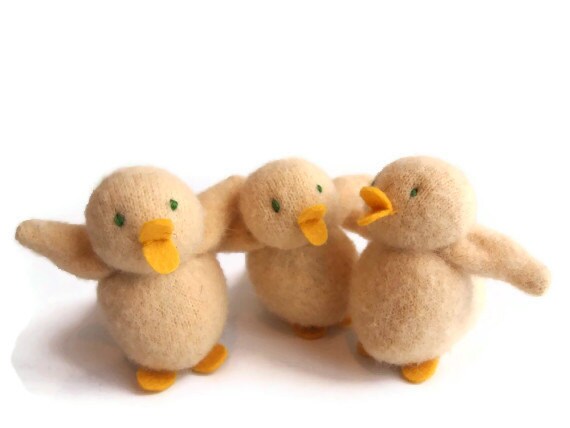 Baby Duck toy, waldorf toy, eco friendly, natural, childrens toy,wool toy