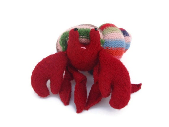 Hermit crab, waldorf toy, all natural toy, ecofriendly toy, sea creature, small stuffed animal,